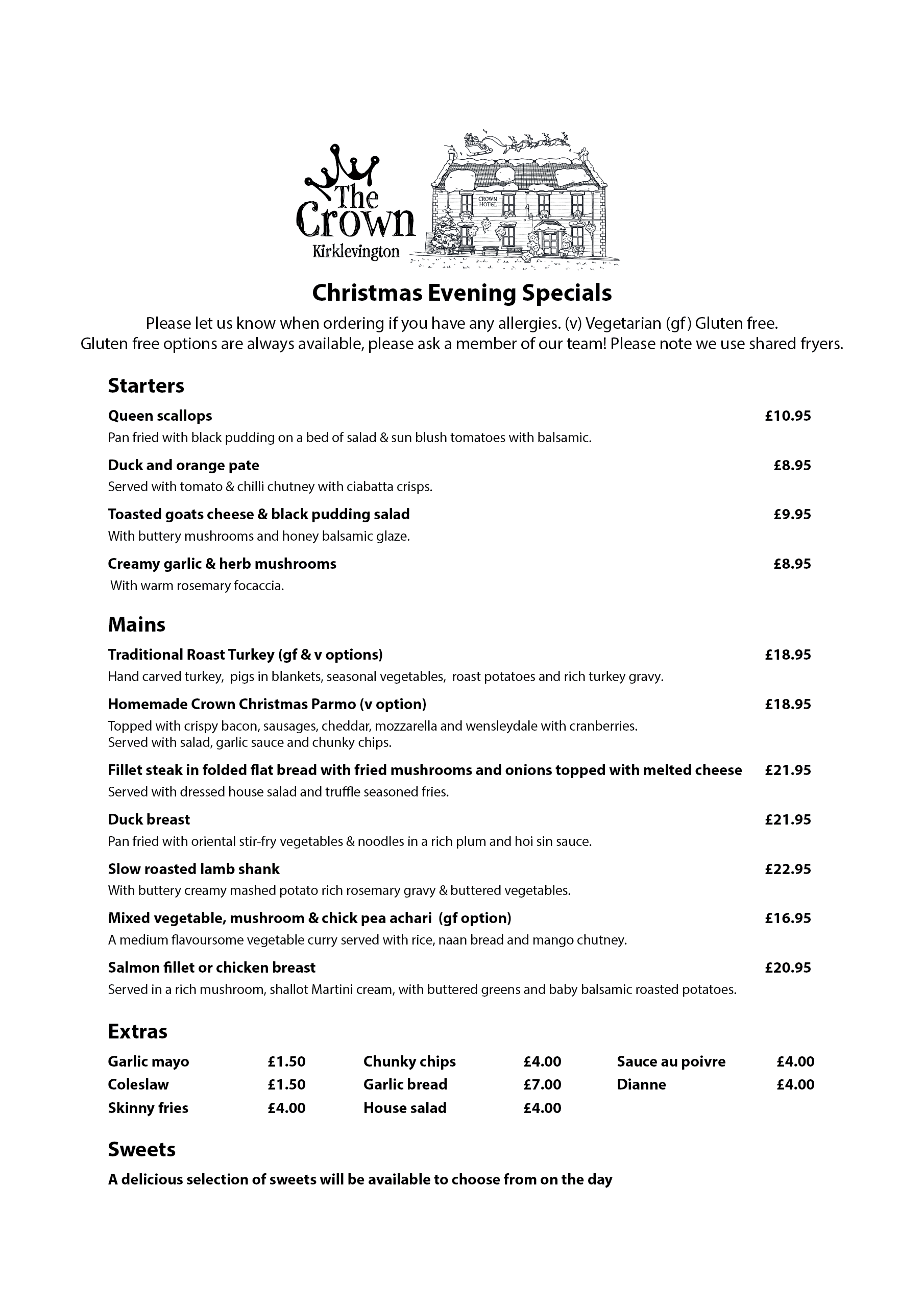 Evening Christmas Menu